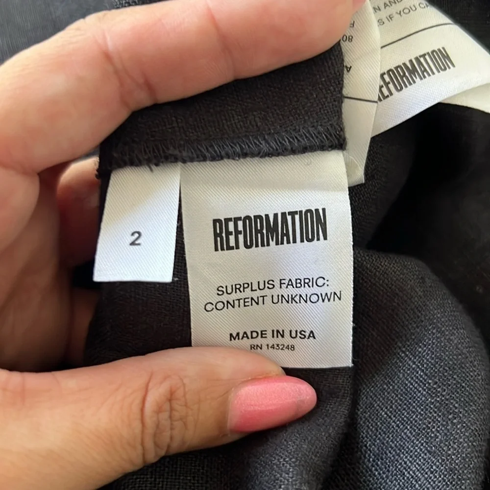 REFORMATION Jager Linen Black Jumpsuit - Picture 7 of 7